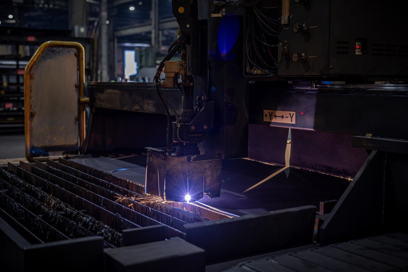 Metal being cut with a CNC machine