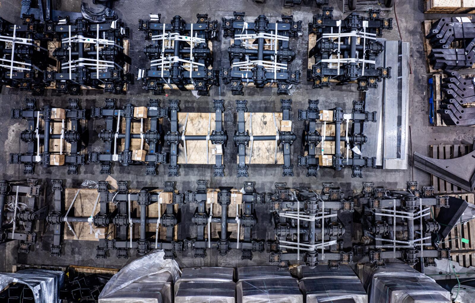 factory floor showcasing trailer parts inventory