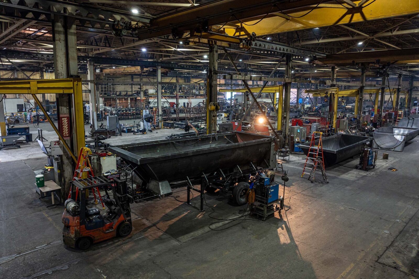view of a trailer being built in the mtm factory