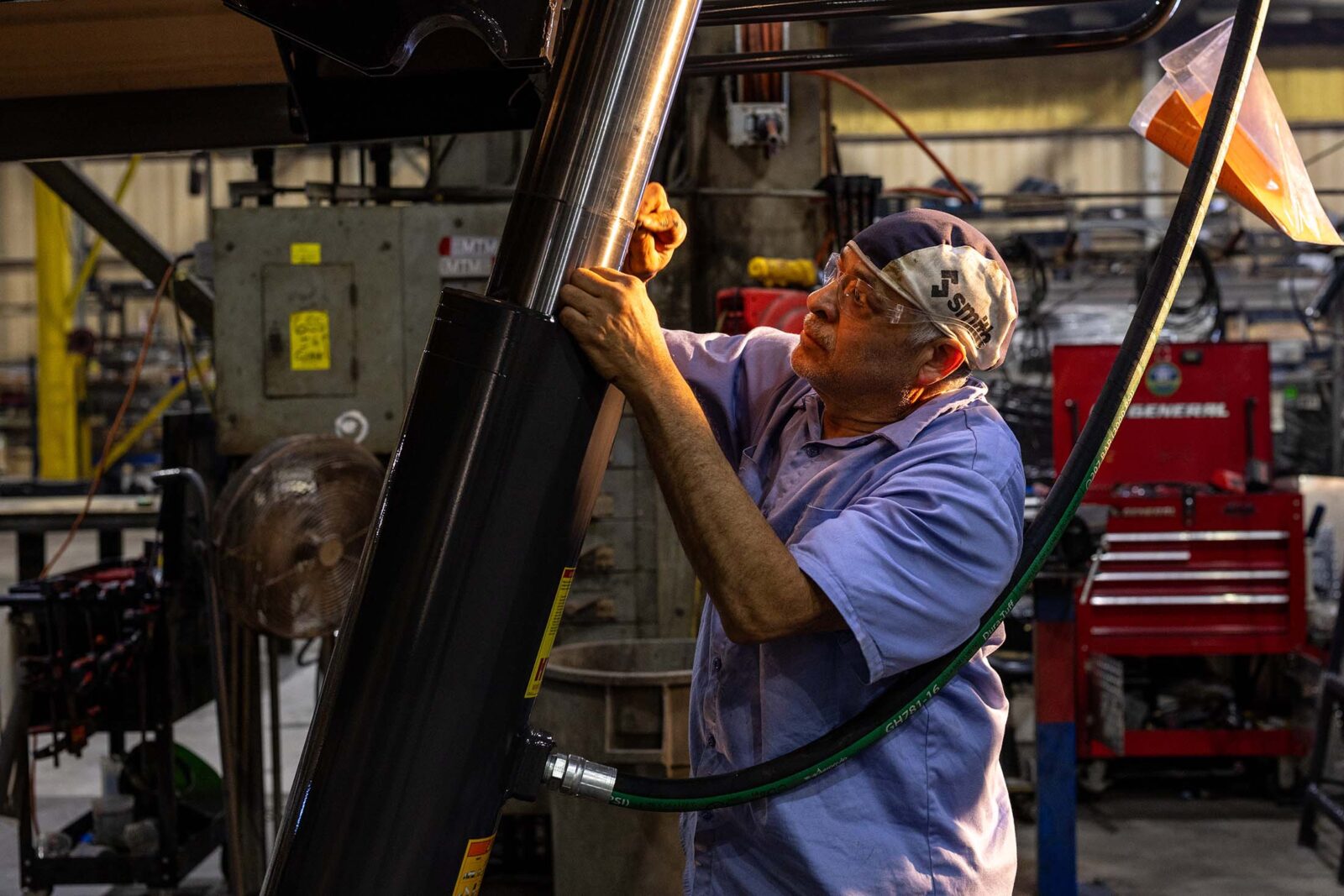Man working on a trailer