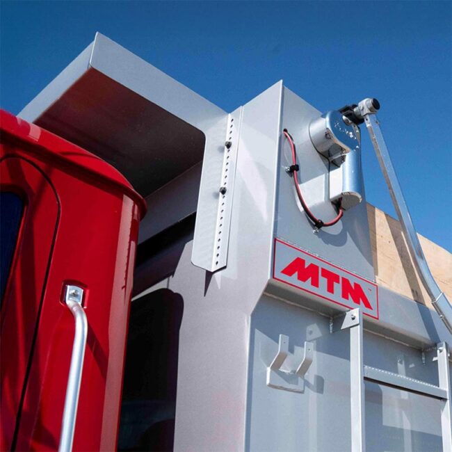 Detail of cab shield on a MTM Dump Body